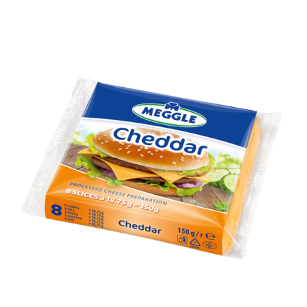 MEGGLE Чедър топено сирене слайс 3 бр 150 г