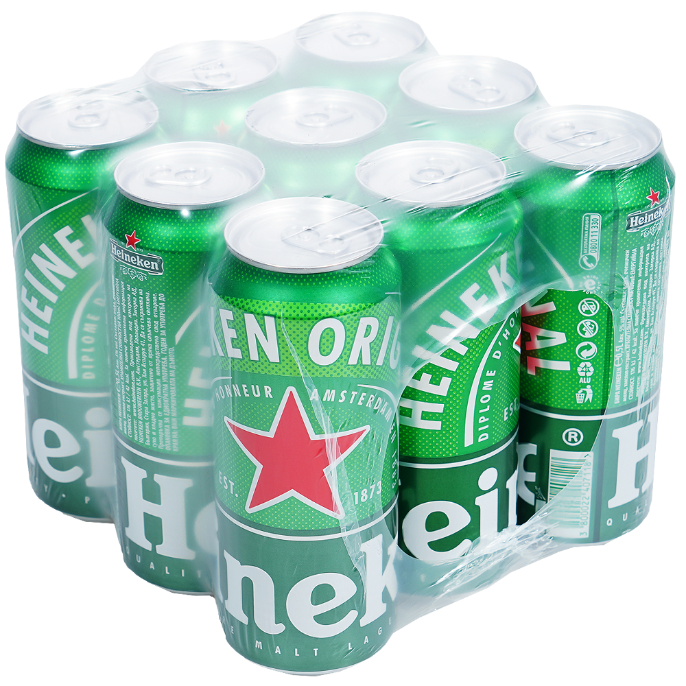 Heineken Бира 5% кен 9 бр x 500 мл