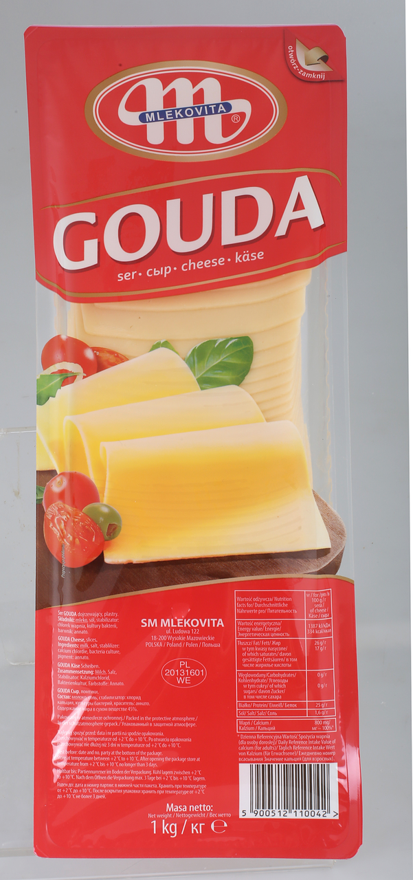 MLEKOVITA Сирене гауда слайс 1кг