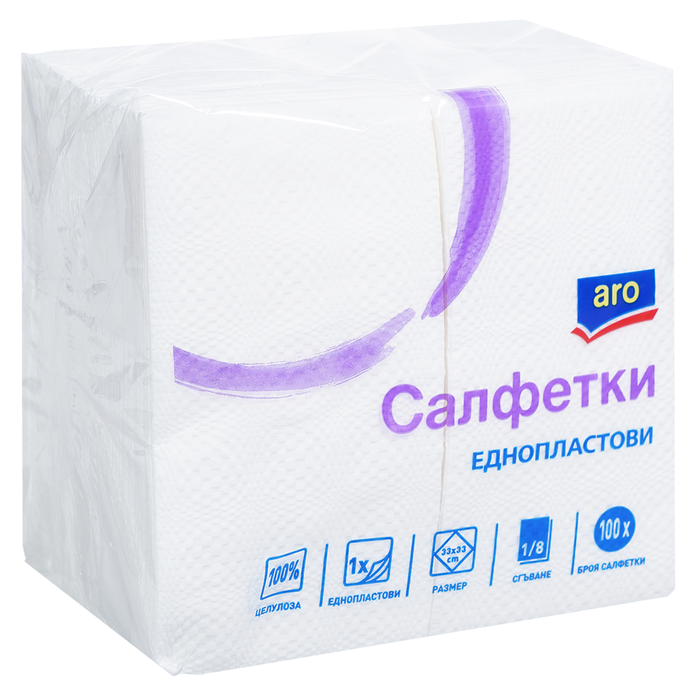 aro Салфетки бели 33х33 1/8 100бр