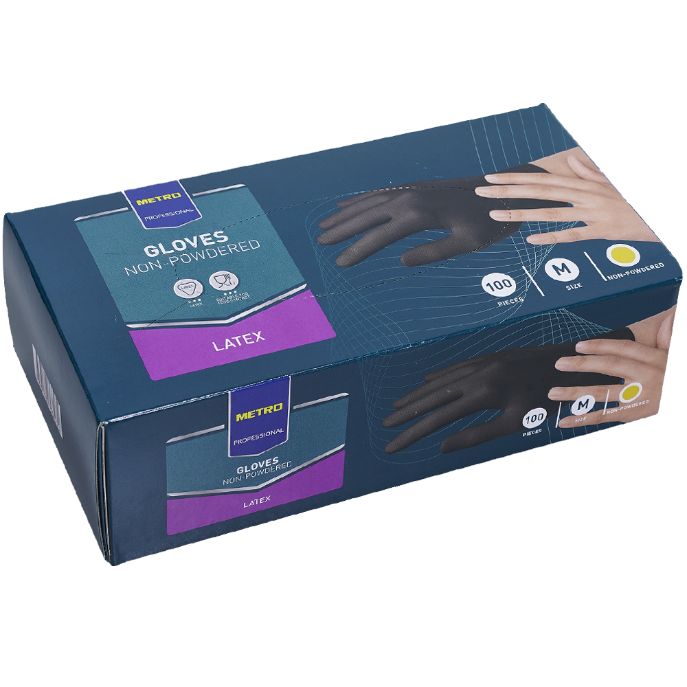 METRO PROFESSIONAL Латексови ръкавици черни размер M 100бр