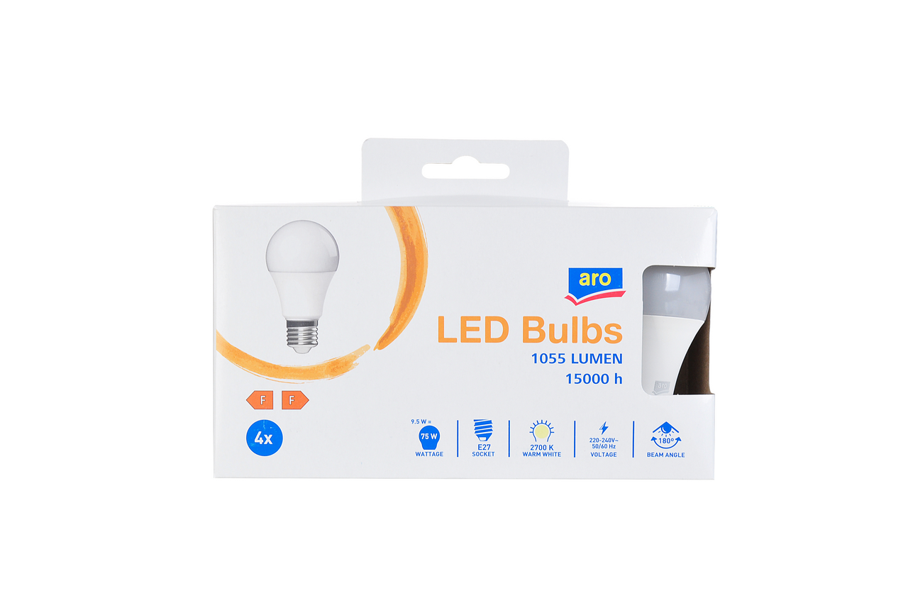 aro LED Крушка A60 9.5W E27 2700K 4бр