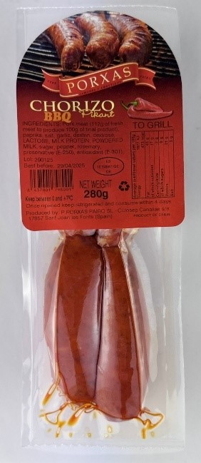 PORXAS Охладено пикантно чоризо за барбекю 280г