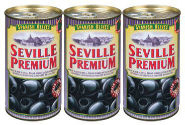 SEVILLE PREMIUM Olivy černé španělské bez pecky 3 x 350 g
