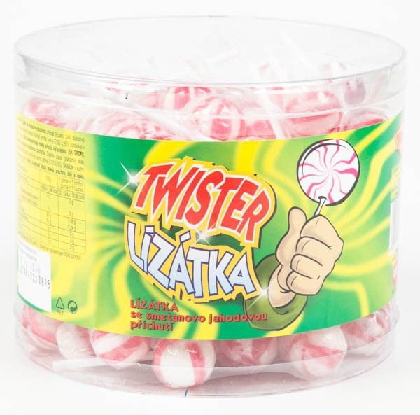 Twister lízátka smetanovo-jahodová 100 x 8 g