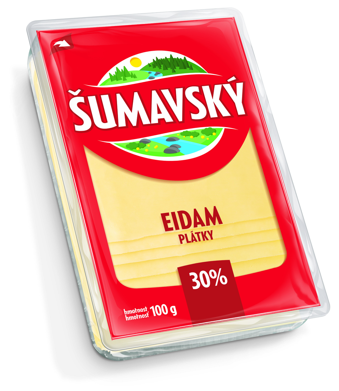 Šumavský eidam sýr 30% plátky chlaz. 5 x 100 g