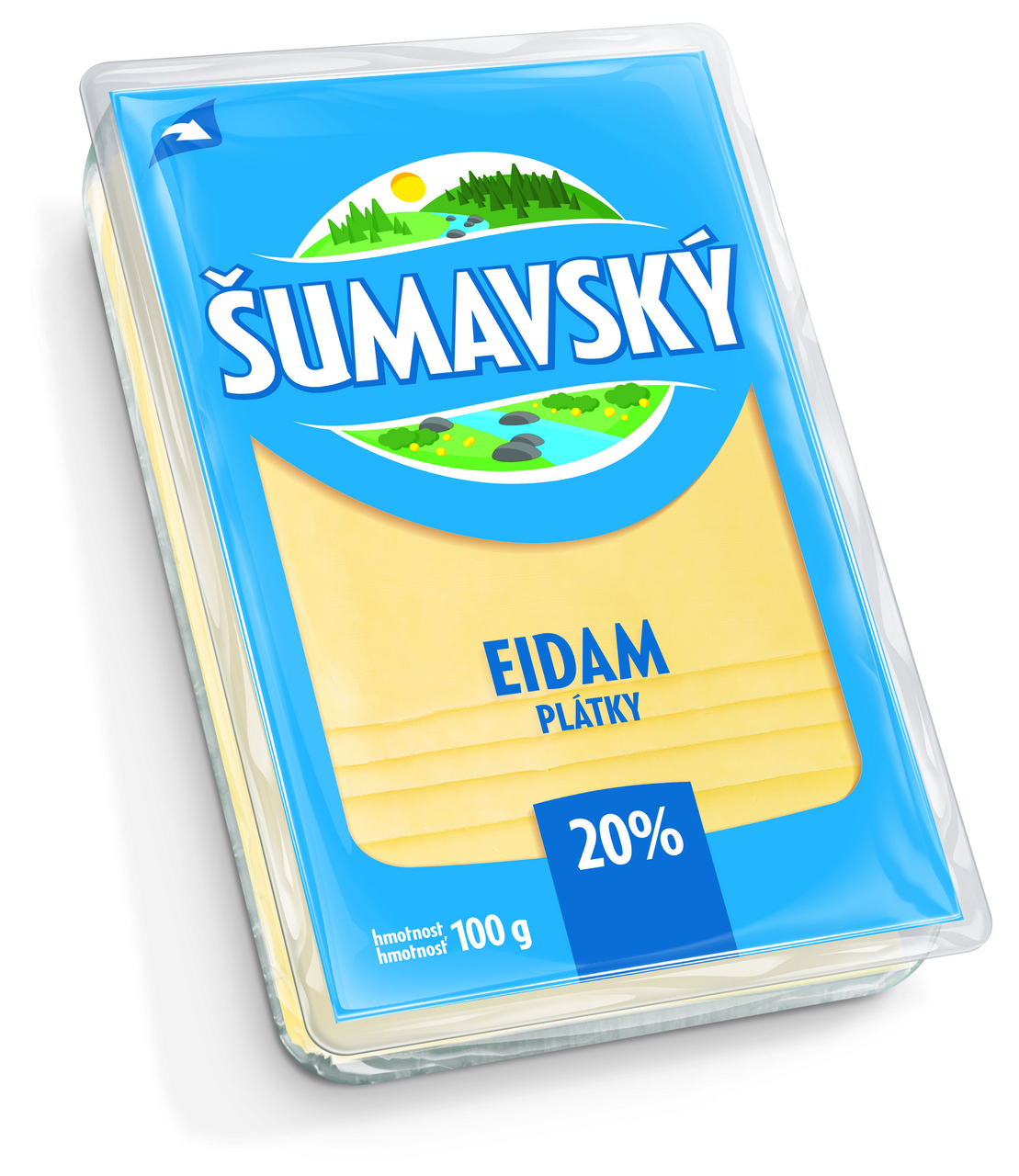 Šumavský eidam 20% plátky chlaz. 5 x 100 g