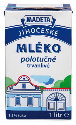 MADETA Jihočeské mléko trvanlivé polotučné 1,5 % 12 x 1 l