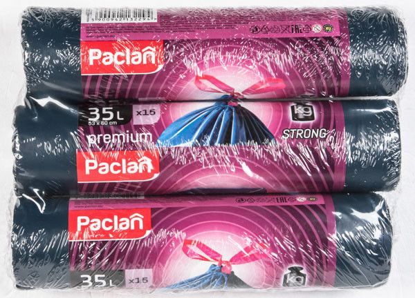 Paclan Premium Pytle na odpad zatahovací silné 35 l 3 x 15 ks