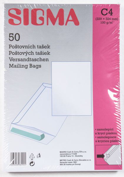 SIGMA Taška C4 bílá samolepicí s KP 50 ks