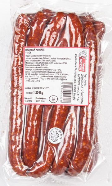 ZÁMECKÁ VÝROBNA Klobása říčanská chlaz. váž. cca 1 kg