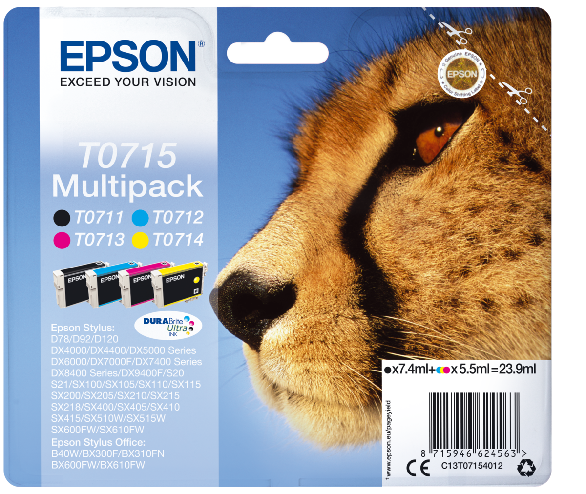 EPSON Sada inkoustových náplní Cartridge T0715 CMY multipack 4 ks