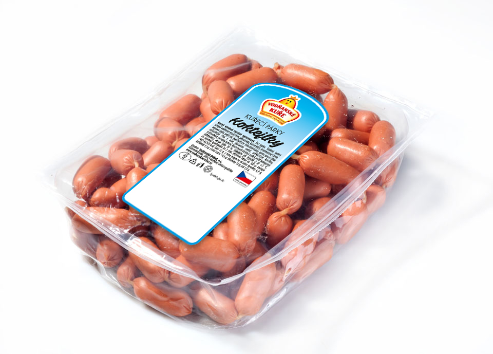 VODŇANSKÉ KUŘE Párky kuřecí koktejlové chlaz. váž. cca 1,6 kg