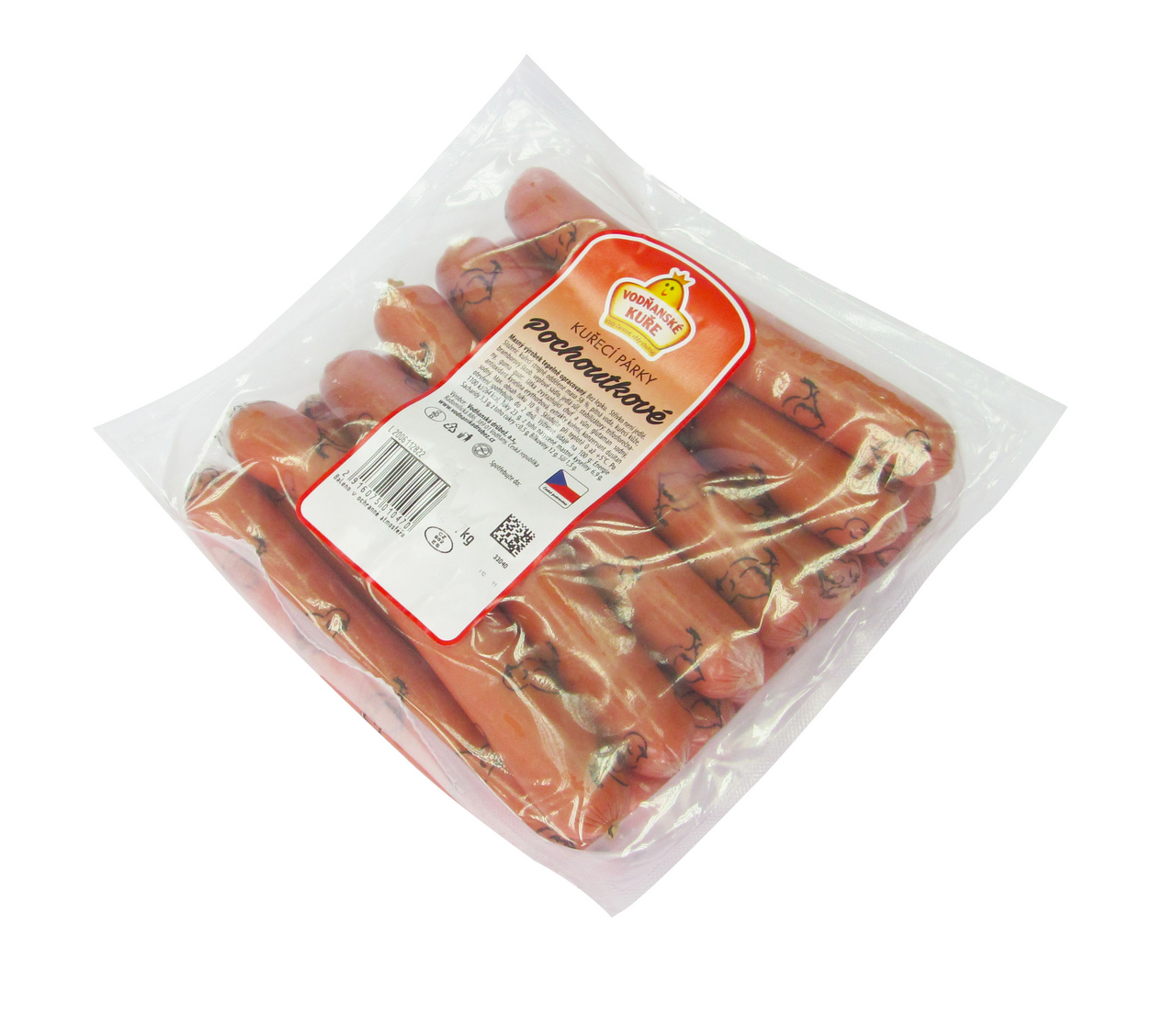 VODŇANSKÉ KUŘE Párky kuřecí pochoutkové chlaz. váž. cca 1,2 kg