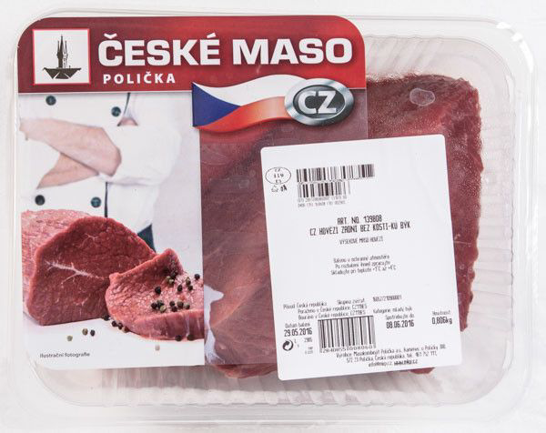 Hovězí zadní bez kosti k.ú. býk chlaz. váž. cca 1,5 kg