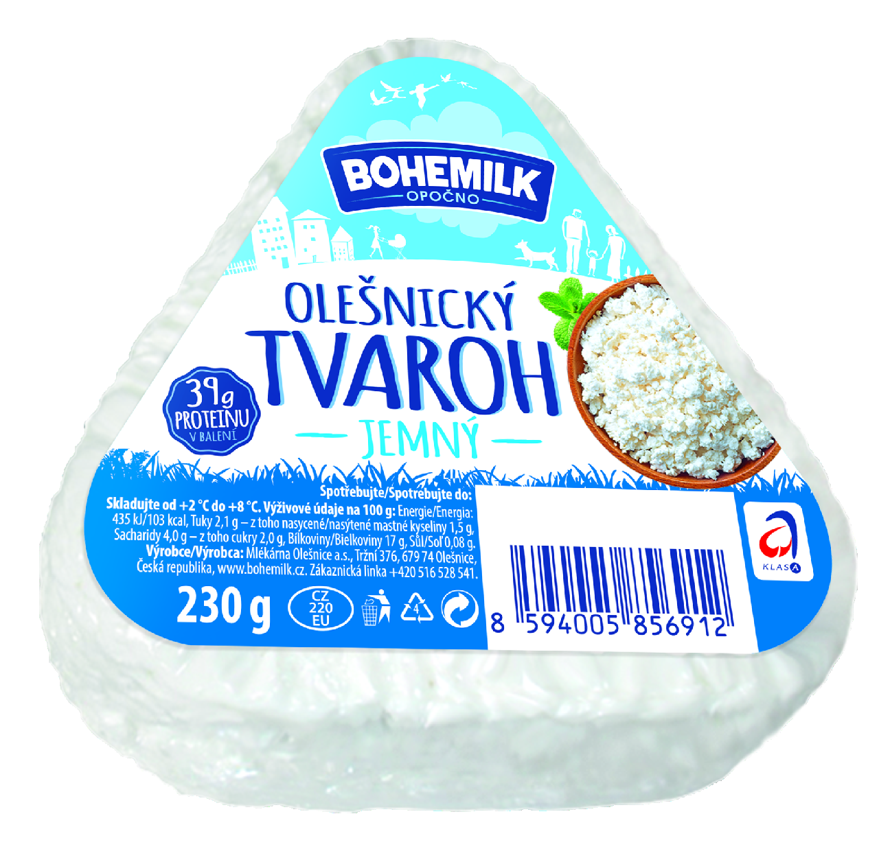 Olešnický tvaroh jemný 2 % chlaz. 4 x 230 g