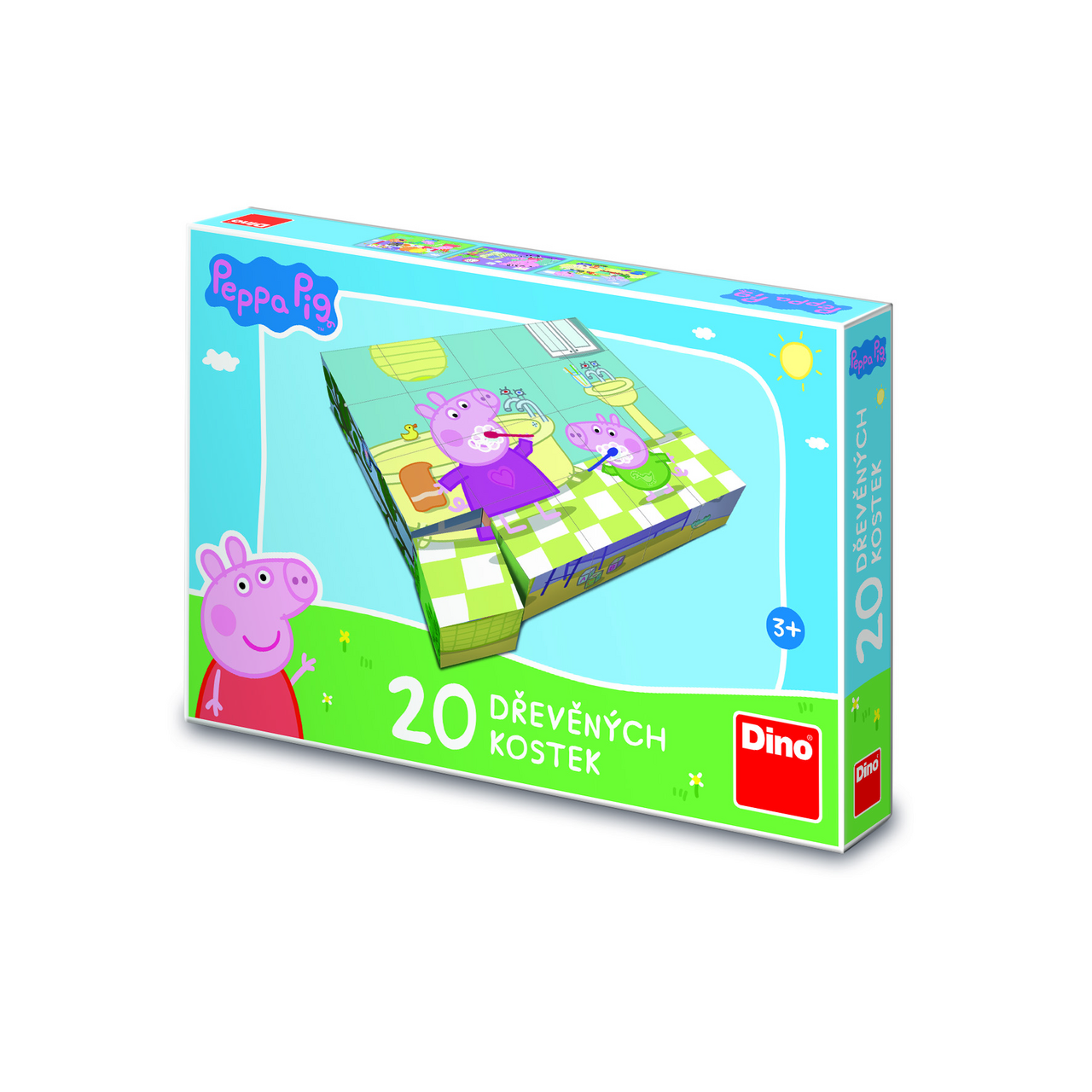 Dino Dřevěné kostky 20 ks mix, různé motivy 1 ks