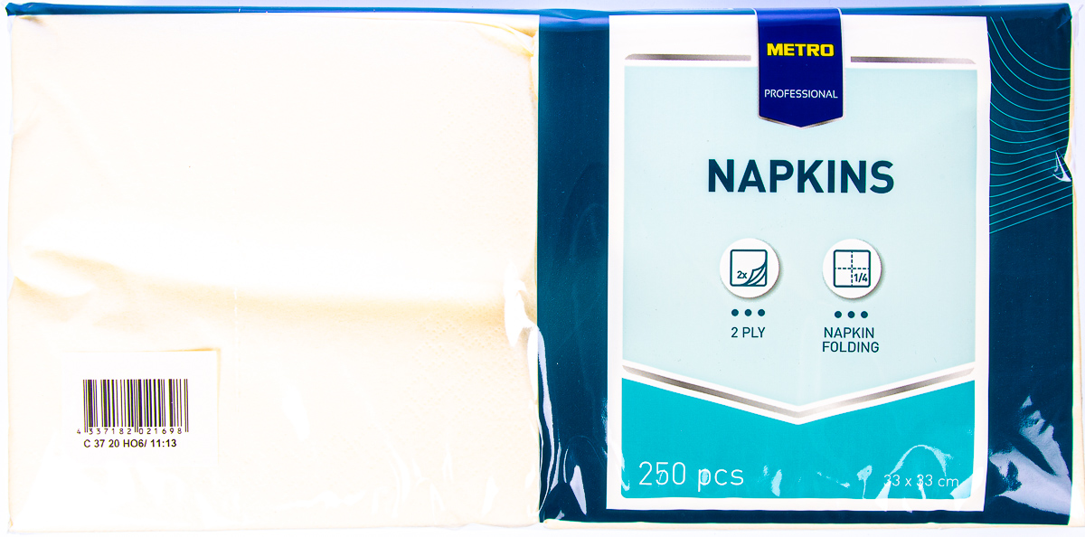 METRO PROFESSIONAL Ubrousky 2vrstvé 33 x 33 cm krémové 250 ks