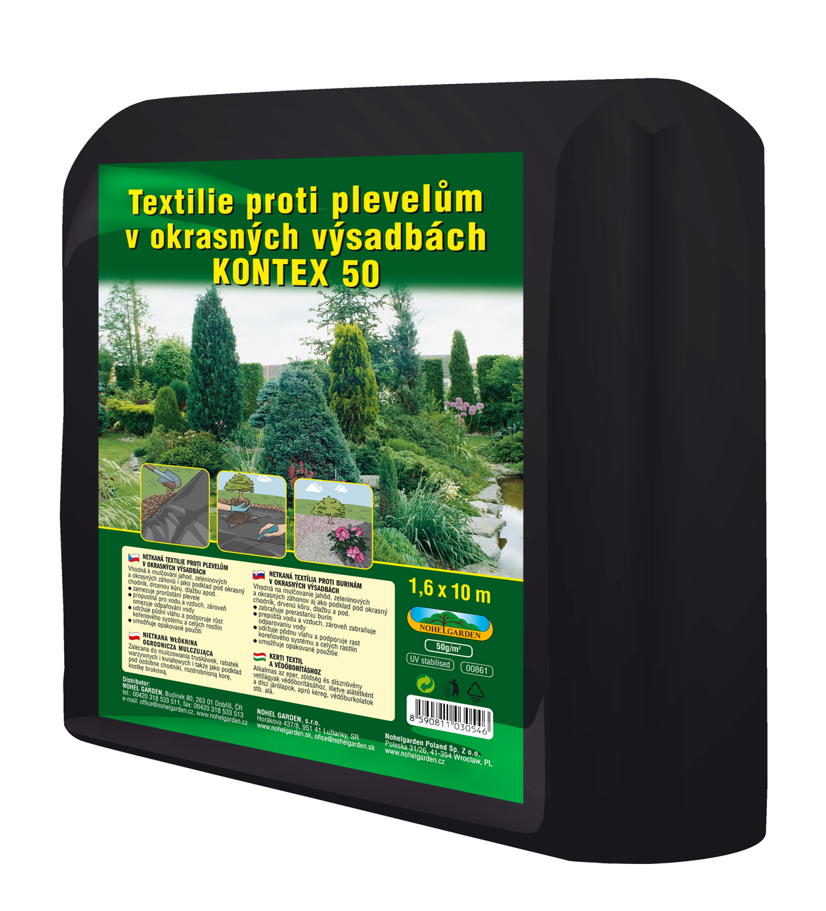 NOHEL-GARDEN Textilie proti plevelům v okrasných výsadbách 1,6 x 10 m /mulč/ 1 ks