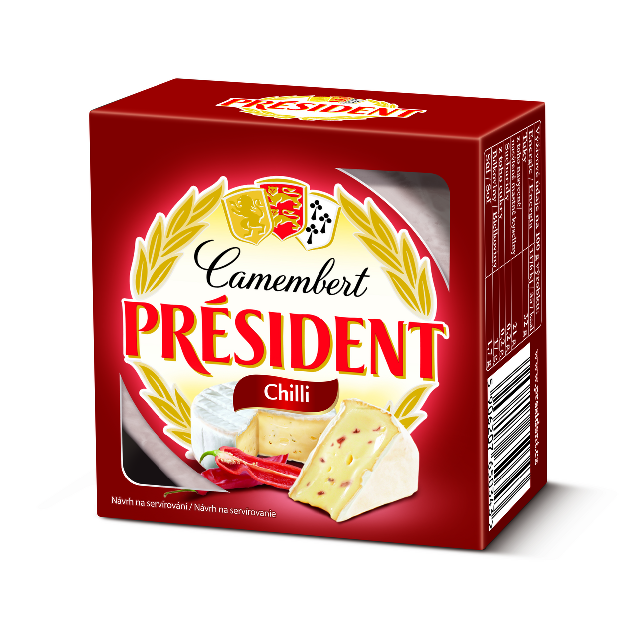PRÉSIDENT Camembert sýr s chilli chlaz. 5 x 90 g