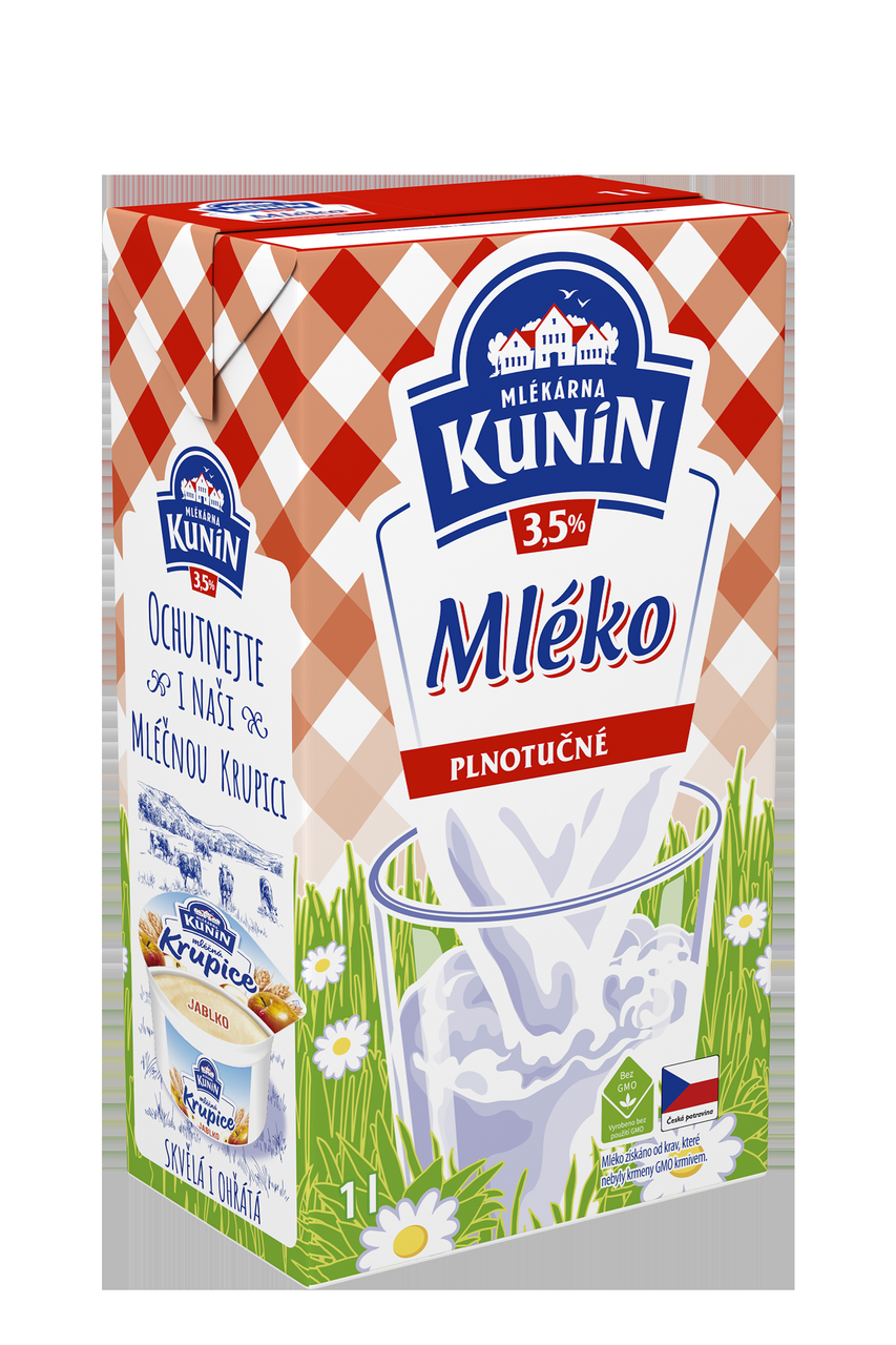 MLÉKÁRNA KUNÍN Mléko 3,5 % trvanlivé 12 x 1 l