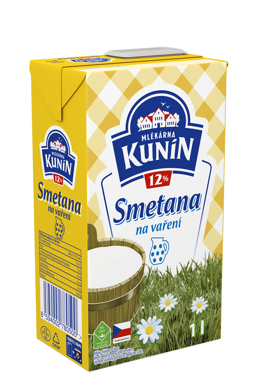 MLÉKÁRNA KUNÍN Smetana na vaření 12 % 4 x 1 l