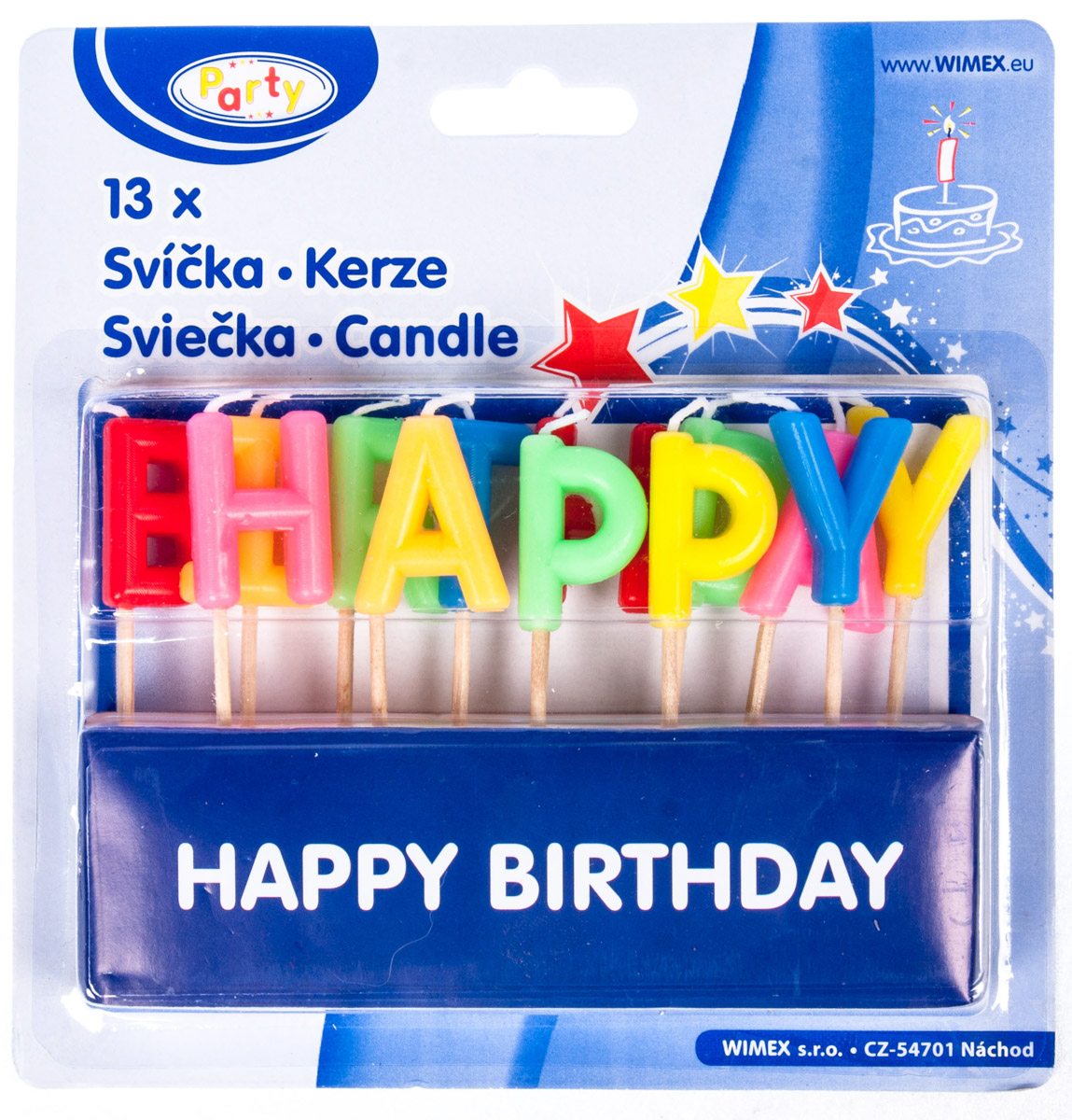 WIMEX Svíčky Happy birthday 6,5 cm 13 ks