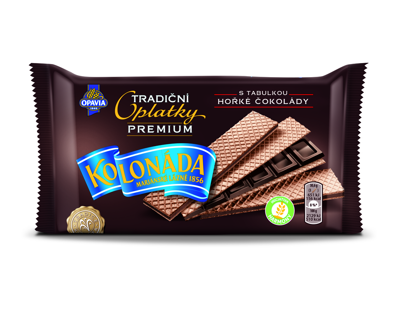 OPAVIA Kolonáda Premium lázeňské oplatky hořká čokoláda 22 x 92 g