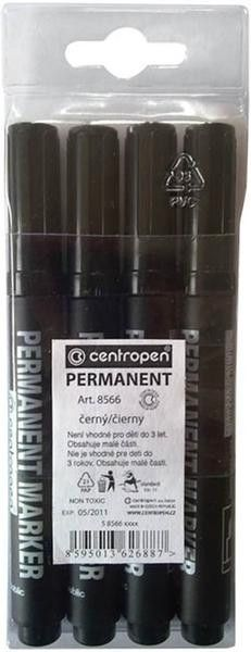centropen Značkovač permanentní 8566 černý 4 ks