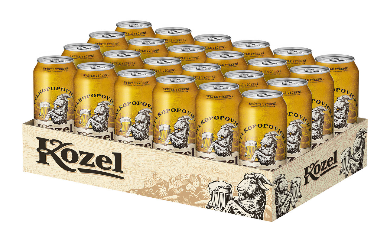 VELKOPOPOVICKÝ Kozel Pivo světlé výčepní 24 x 500 ml plech