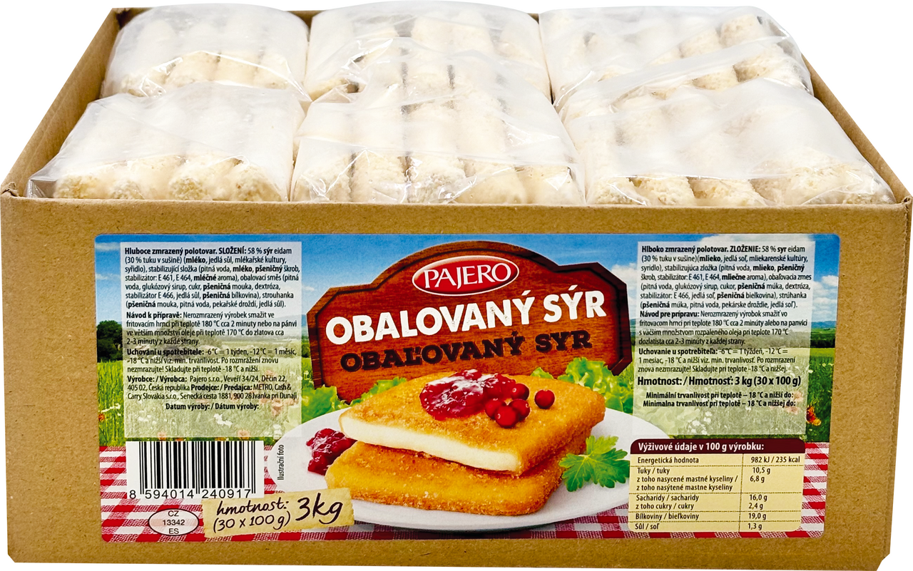 PAJERO Sýr obalovaný mraž. 30 x 100 g