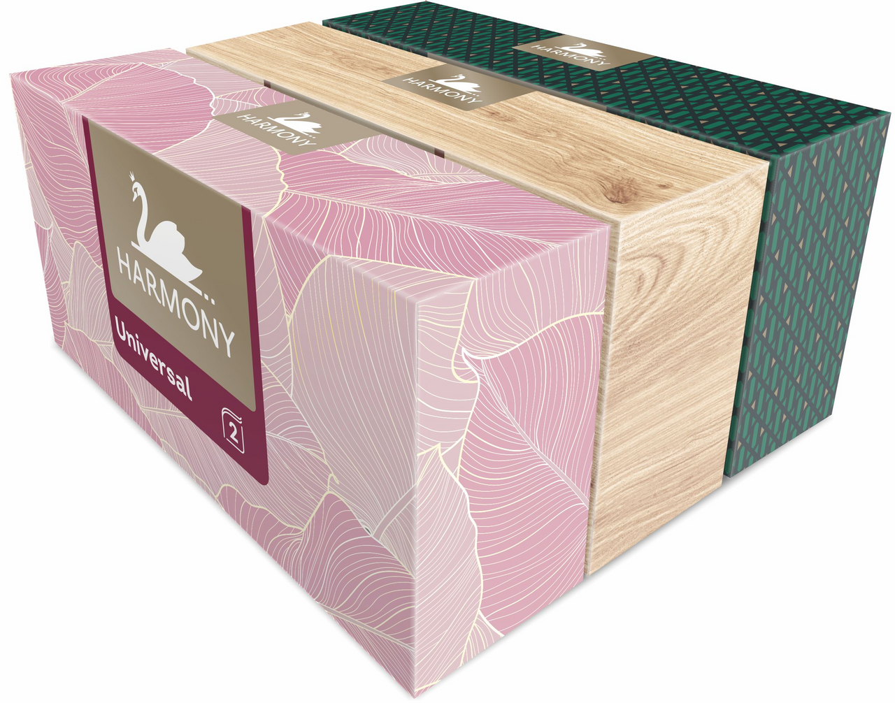 HARMONY kapesníky papírové 2vrstvé 3 x 150 ks box