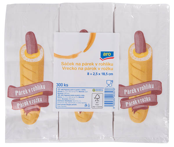 aro Sáček na hot-dog nepromastitelný 300 ks
