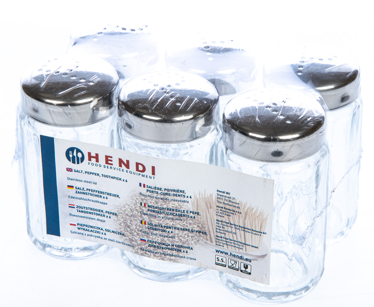 HENDI Pepřenka hladká nerez sklo 6 ks