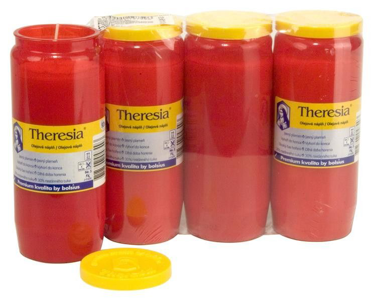 Theresia Svíčka hřbitovní olejová 220 g červená 4 ks