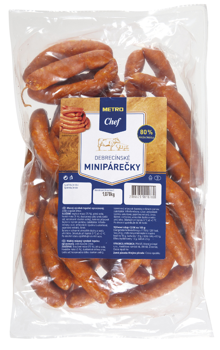 METRO Chef Párky debrecínské mini chlaz. váž. cca 1 kg