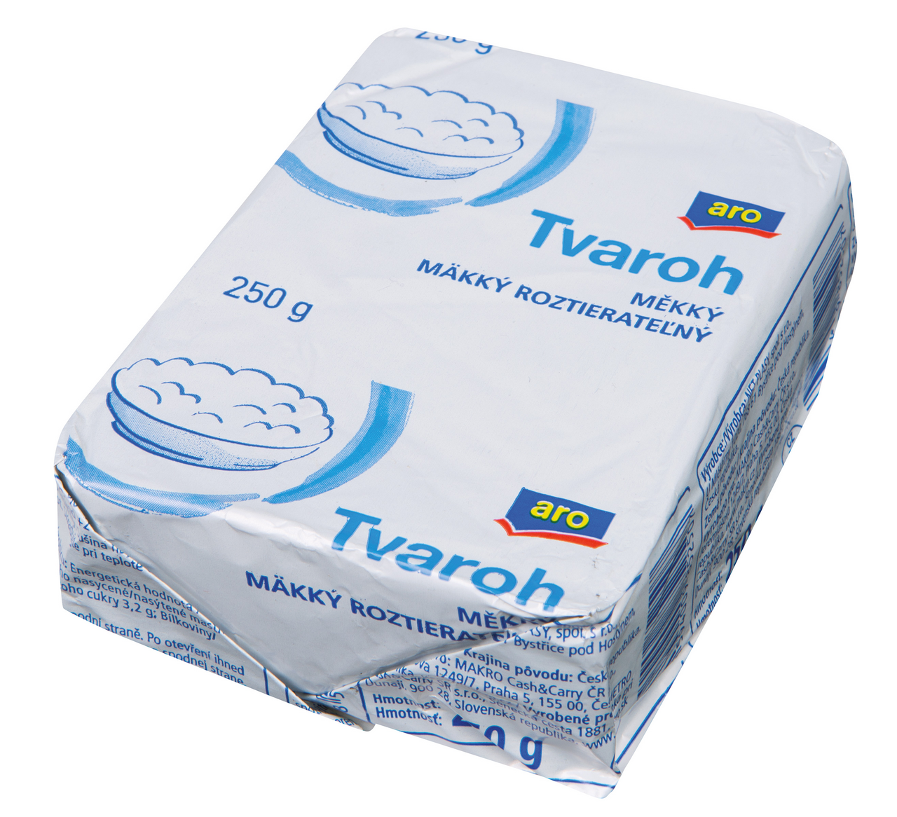 aro Tvaroh měkký 0,5% kostka chlaz. 8 x 250 g