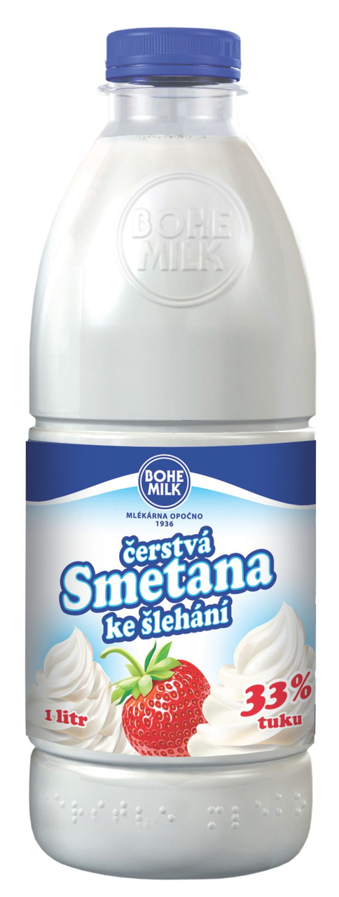 BOHEMILK Smetana čerstvá 33% živoč. chlaz. 1 l PET