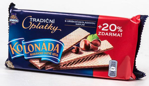 OPAVIA Kolonáda s oříškočokoládovou náplní 140 g + 20 %