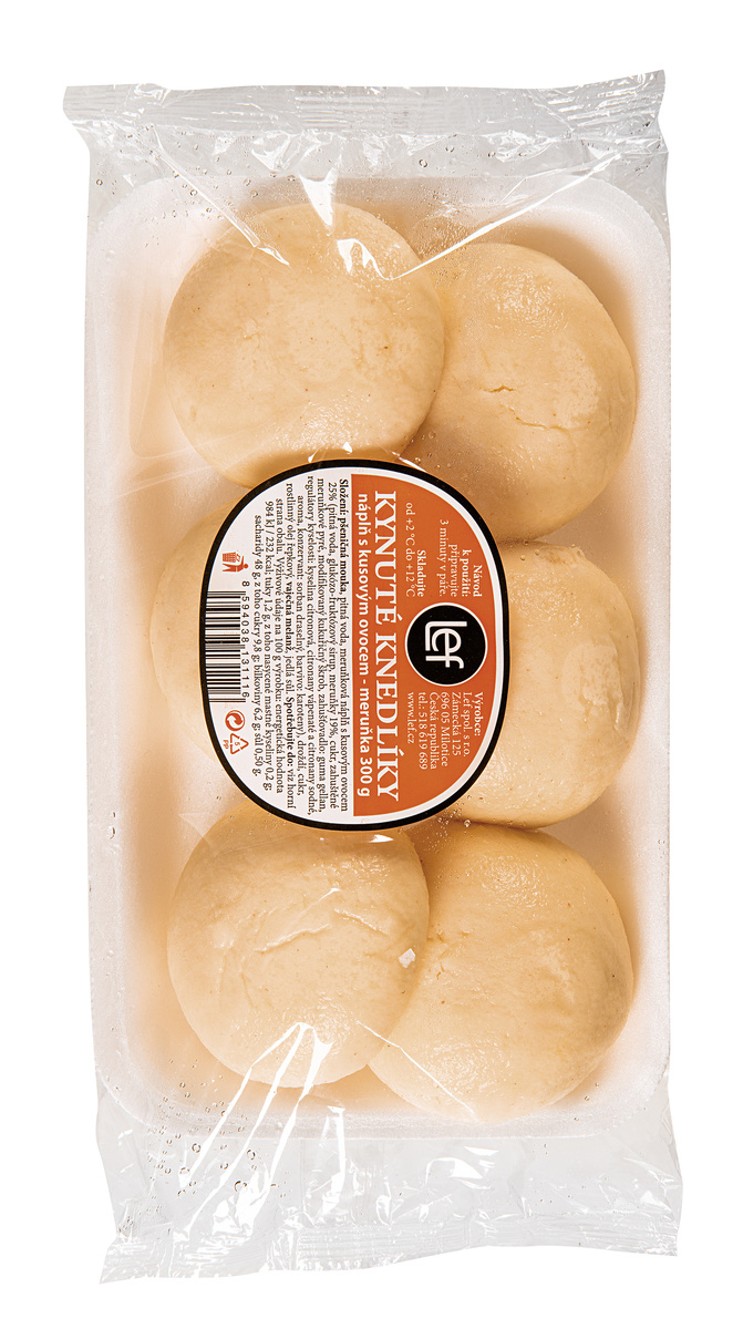 Lef Knedlíky kynuté s kusy ovoce meruňkové (6 ks) chlaz. 300 g