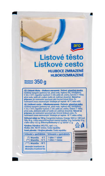aro Těsto listové mraž. 4 x 350 g
