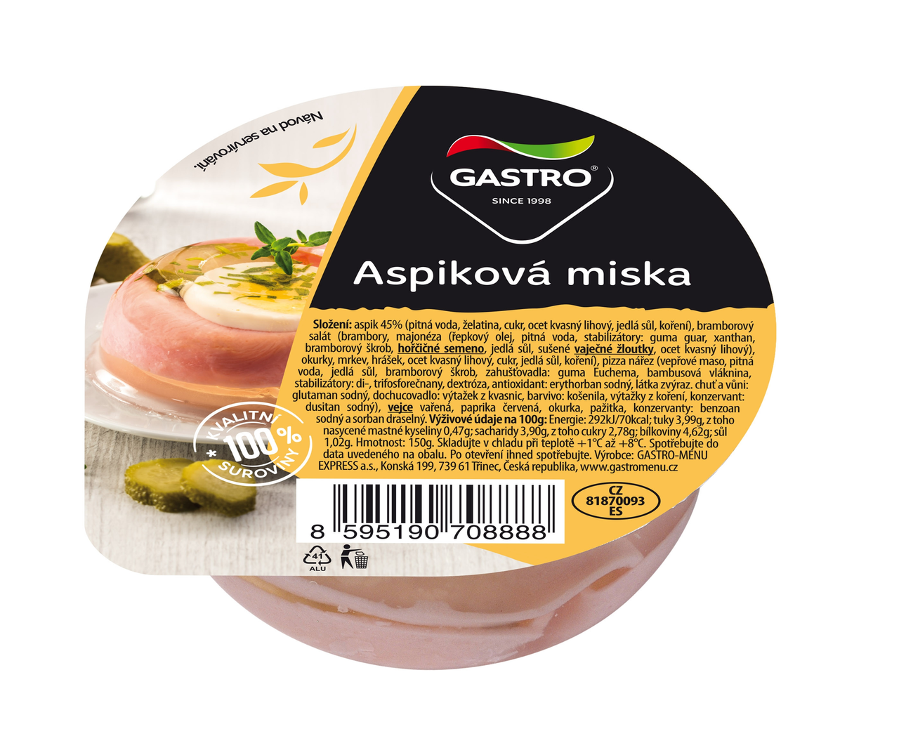 GASTRO MENU Aspiková miska chlaz. 3 x 150 g