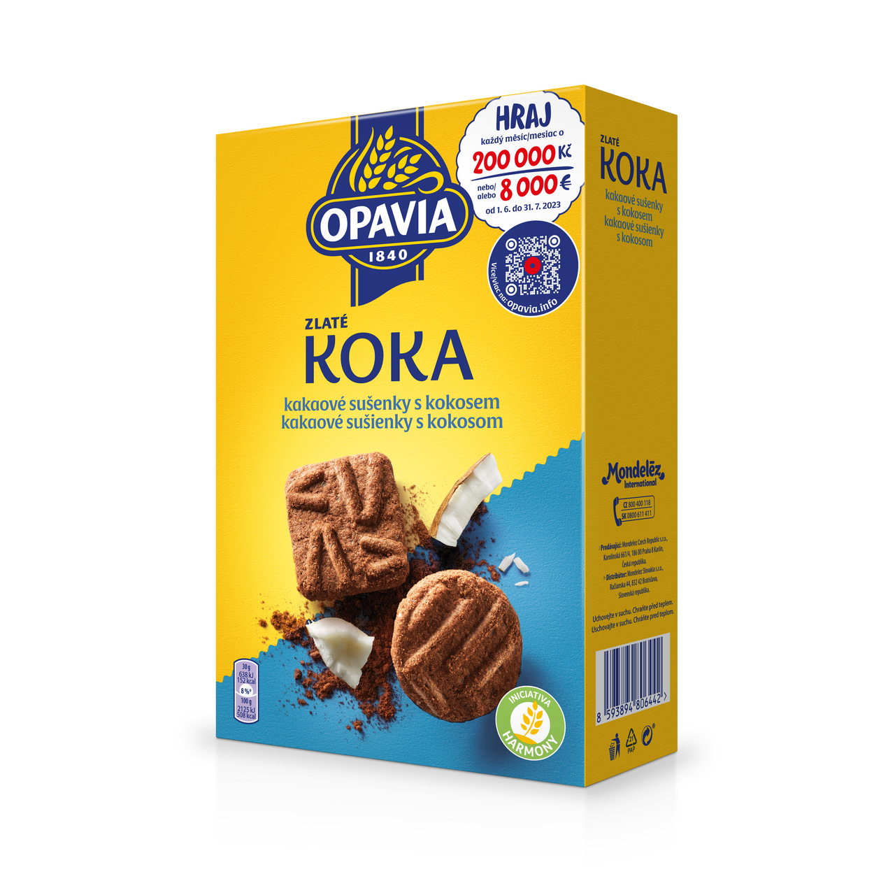 OPAVIA Zlaté Koka sušenky s kokosem a kakaem 14 x 180 g