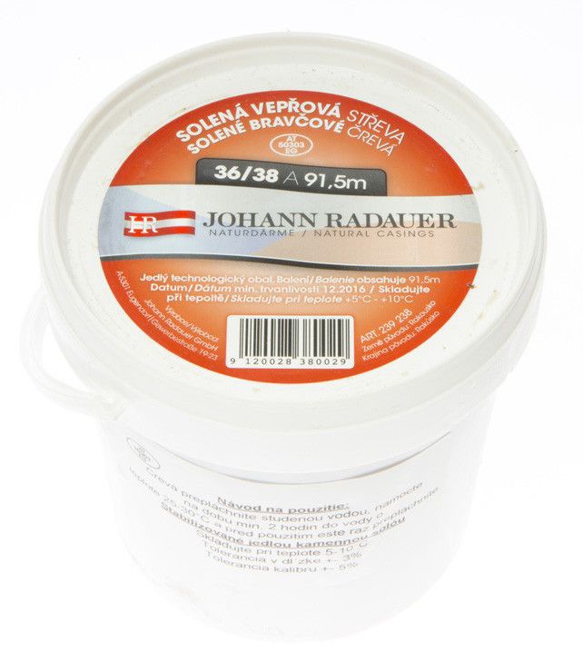 Vepřová střeva solená A 36/38 mm 91,5 m chlaz. cca 1 kg