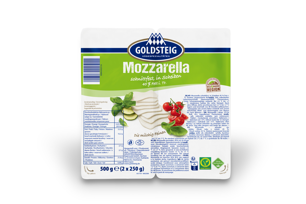 GOLDSTEIG Mozzarella plátky chlaz. 2 x 250 g