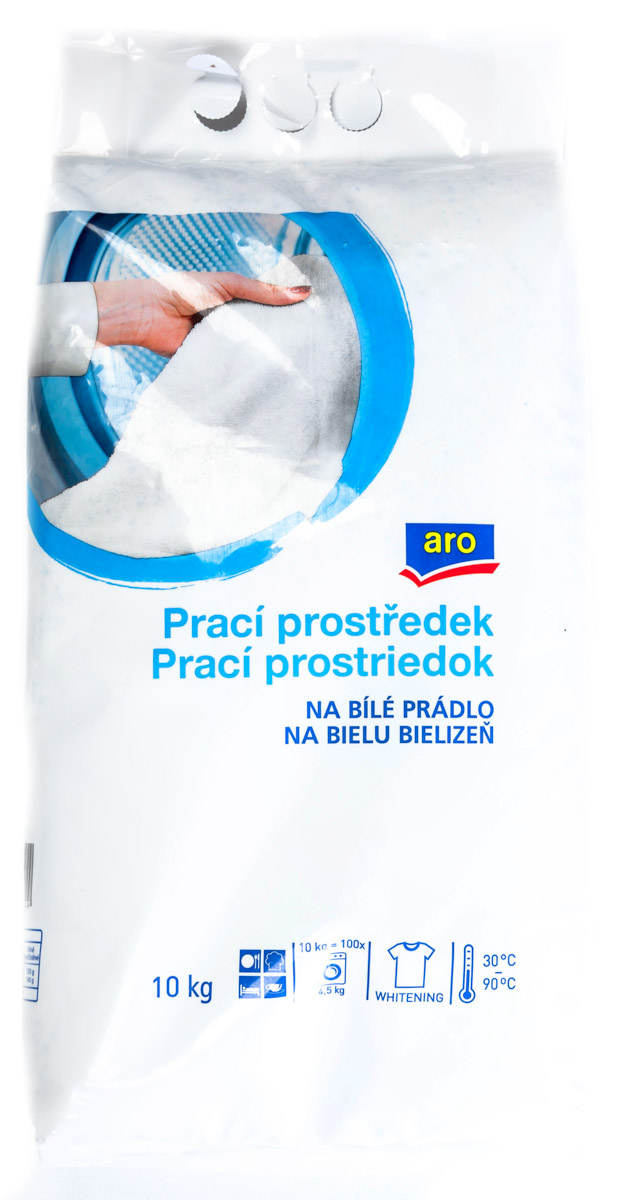 aro Prášek na praní na bílé prádlo (100 praní) 10 kg