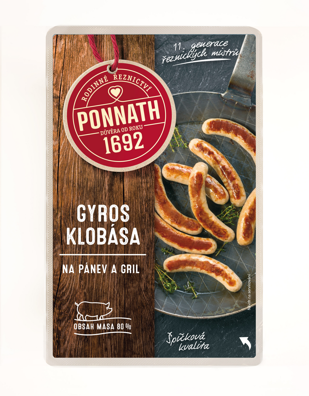 PONNATH Grilovací klobása Gyros chlaz. 180 g