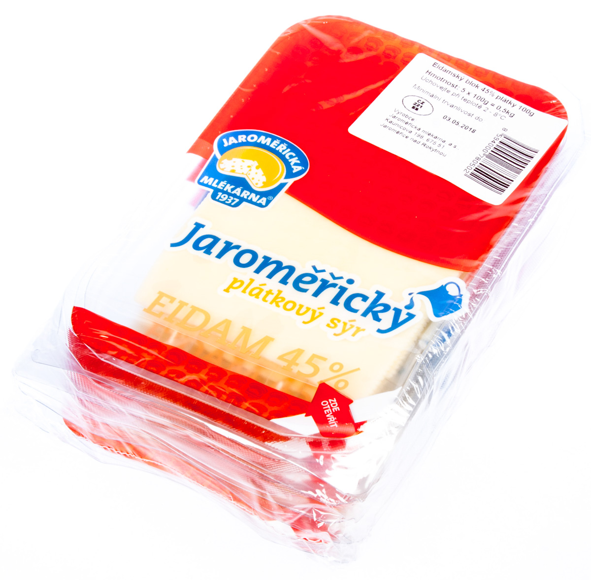 JAROMĚŘICKÁ MLÉKÁRNA Jaroměřický Eidam 45% sýr plátky chlaz. 5 x 100 g