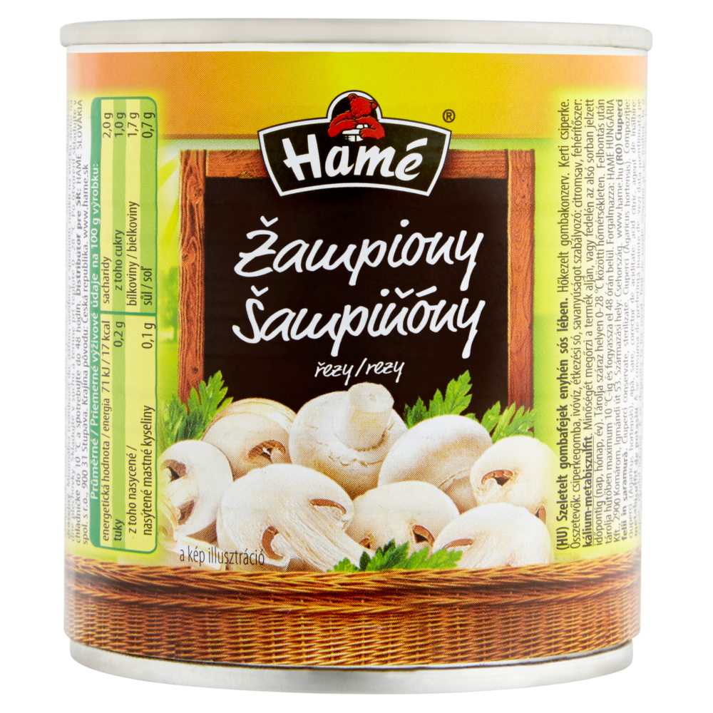 Hamé Žampiony krájené 12 x 212 ml