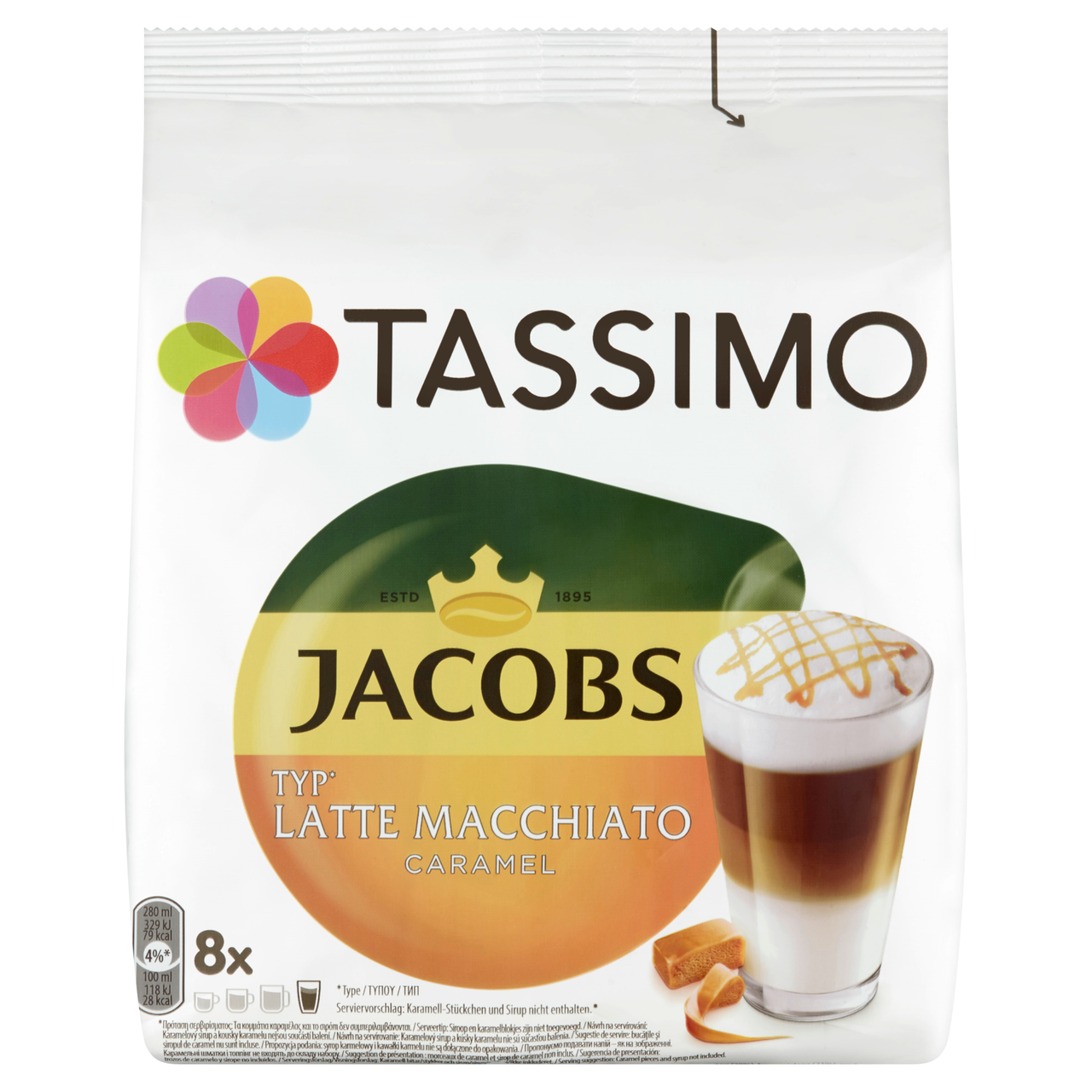 TASSIMO Latte Macchiato Caramel (8 x 7 g + 26,5 g) kapsle
